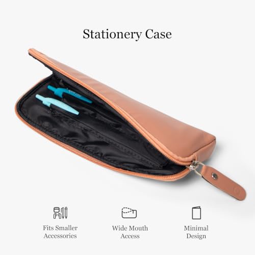 Image of Bellblock Premium Stationery & Pencil Pouch | Aesthetic Pencil Case for School, Office | Portable Pouch for Stationery | Compact Pen Pouch | Vegan Leather (Peach)