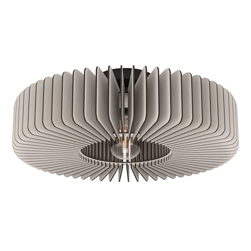 EGLO Deckenlampe Palombaia, runde Deckenleuchte, Wohnzimmerlampe aus Holz in Grau, Aufbaulampe f&uuml;r Wohnzimmer und Schlafzimmer, Lampe mit E27 Fassung, &Oslash; 50 cm