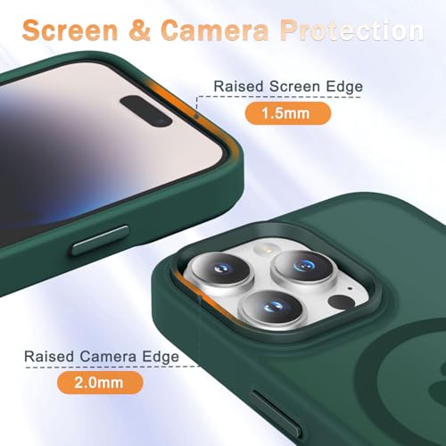 Image of YENAPOON for iPhone 14 Pro Max Case, Matte Magnetic Phone Case, Dark Green