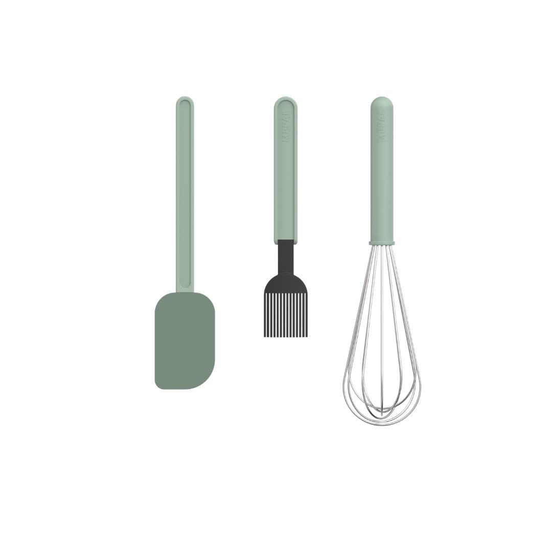 Mepal - Baking Set 3 Pieces (Large Dough Scraper + Pastry Brush + Whisk) Chef It - Set for Bakers - Heat Resistant - Dishwasher Safe - Kitchen Utensils - Nordic sage