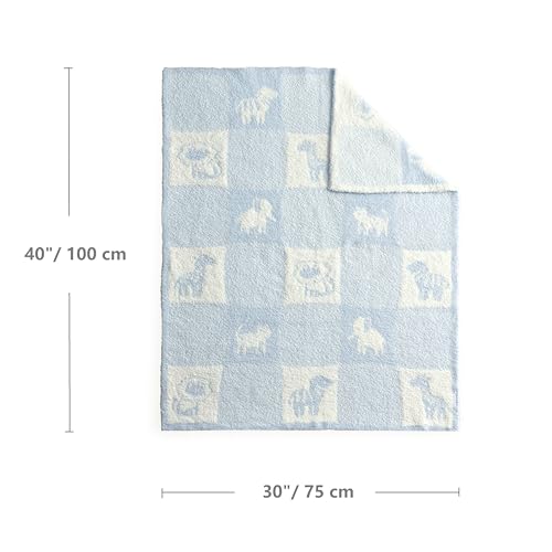 Image of CREVENT Cozy Soft Warm Chenille Baby Blanket for Girls Boys, Newborn Essentials for Infant, Baby Shower Receiving Gift - Animal Blue 75X100cm