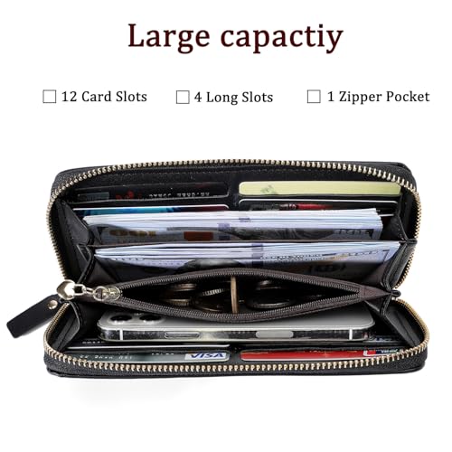 Women Wallet RFID Blocking Ladies Clutch Purses Long Wristlet Wallets for Women2