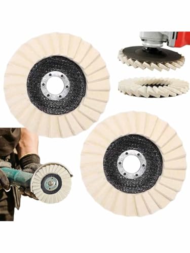 Premium Wool Felt Polishing Flap Disc for Angle Grinders Wool Polishing Buffing Wheel Pad for Metal Stainless Steel Marble Stone Surface Finishing, Industrial-Grade High-Density(115mm,2pcs)