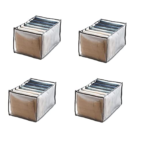 Caja de almacenamiento de armario de dormitorio de 4 piezas de almacenamiento de ropa de pantalones de jeans, caja de malla para camisa de cajón de separación de almacenamiento de casa plegable Cover