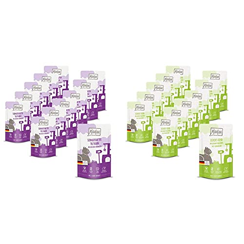 MjAMjAM Quetschie - schmackhafter Truthahn an leckeren Möhrchen (1 x 1.5 kilograms) & - Premium Nassfutter für Katzen - Quetschie - leckeres Rind an gedämpftem Kürbis, 12er Pack (12 x 125 g)