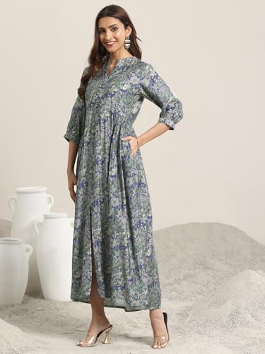 Image of Libas Printed Silk Blend A-Line Dress