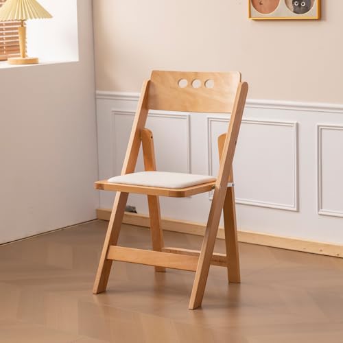 Wooden Folding Chair with Soft Cushion, Simple and Stylish, Comfortable and Durable, Suitable for Weddings, banquets and Events, 2 Sets, high backrest Natural,Linen pad - Image 7