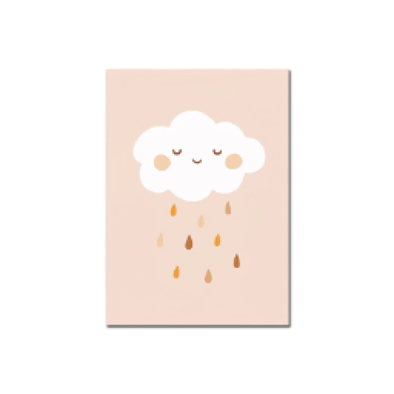 Arte de la pared del cuarto de niños Dibujos animados Nube Sol Flores Arco iris Lienzo Carteles Niños Imágenes Pinturas decorativas Bebé Niños Habitación Decoración 40x70cm (16x28in) x4 Sin marco
