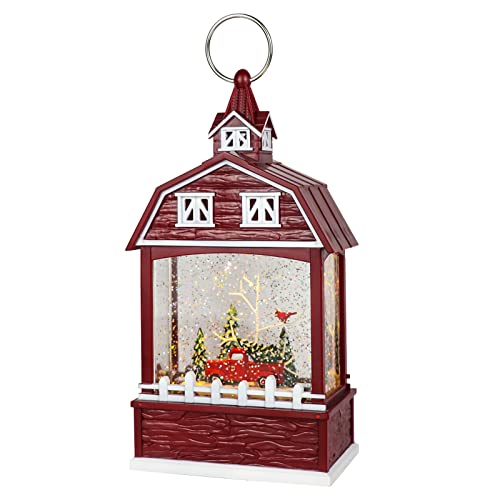 Image of Eldnacele Red Truck Musical Snow Globe Lantern with 6H Timer