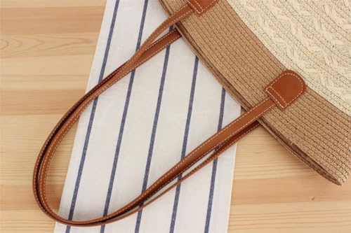 Bolso Tote de Paja para Mujer Rojo-Beige 42x12x28 cm miniatura 5