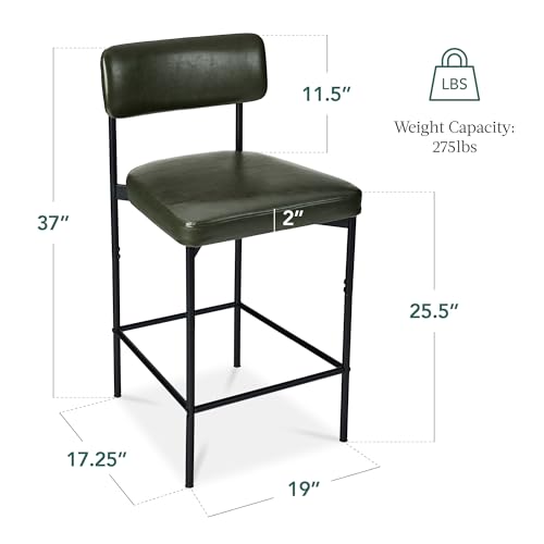 Best Choice Products Set de 3 Butacos sin Brazos de Altura para Barra, Asientos de Cuero Sintético PU Modernos para Isla de Cocina, Hogar, Comedor - Verde Musgo miniatura 3