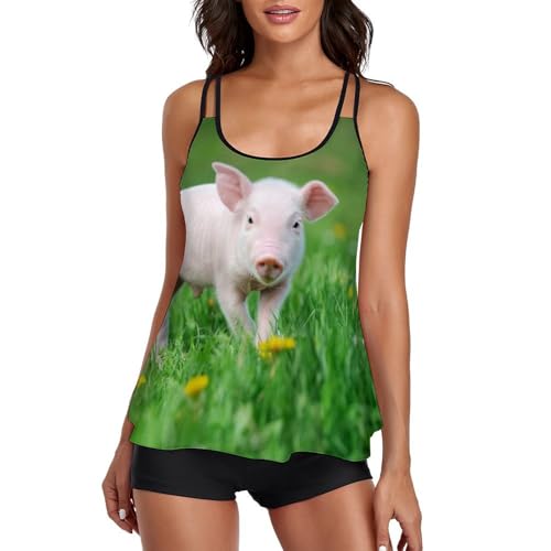Maillot de bain tankini couvrant Cochon des Prés pour sculpter la silhouette avec short
