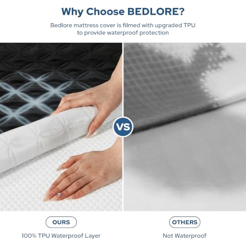 Image of BEDLORE 2 Pack Waterproof Mattress Protector,Twin XL Size Pad Noiseless with Deep Pocket Fitted for 6 inch-15 inch,Soft Breathable Dirt-Proof Single Bed Mattress Cover Washable for Bedroom,Dorm Room(Black)