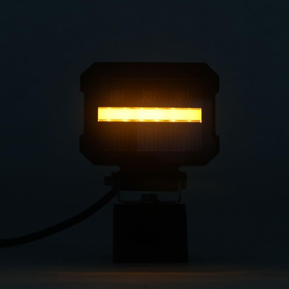 4 Phares de Travail Auxiliare LED 12V 24V 25W 2200lm Projecteur Longue Portée + Feu de Position Rouge Orange Clignotant Feu Recul Homologation ECE E9 R112, R10 Feu de Route Camion Poids Lourds VTT 4x4