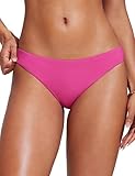 CRZ YOGA Low Waisted Bikini Bottom for Women - Cheeky Basic Bathing Swimsuit Swim Briefs Rose Violet Small