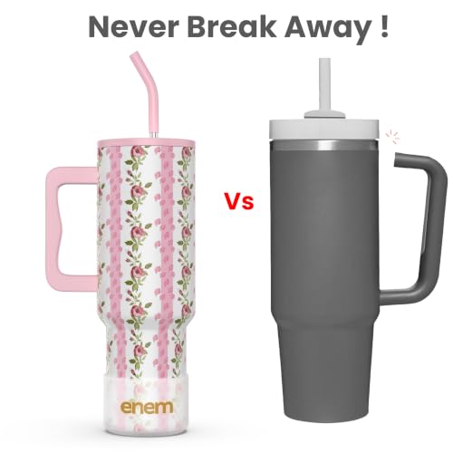 Image of enem Tumbler, Rosewood Romance, Tumbler with Metal Straw, Sipper, with Lid Leak Proof, 1 Metal Ice Cube, 1 Copper Spring (Tamba), Base Protector (Black /White), Mug Travel, 1.2L