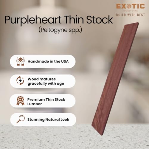 Beautiful Purpleheart Thin Stock Lumber Boards, Suitable Thin Stock Lumber Board for Wood Crafting and Wood Working Projects (1/8\" x 3\" x 24\") - Thumbnail 6