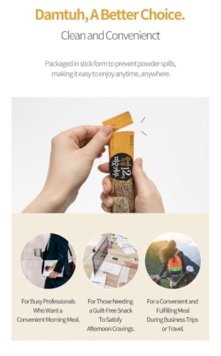 Damtuh Korean 12 Super Mixed Grain Powder Meal Replacement Shake Breakfast Simple Meal Superfoods Misugaru 20g x 40 Sticks