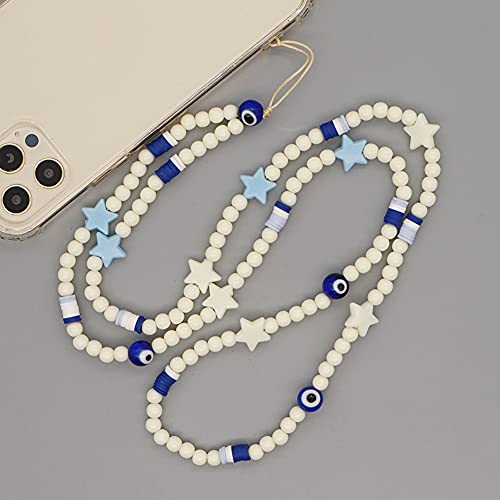 Katutude Beaded Phone Lanyard Necklace - Extra Long Colorful Beaded Phone Chain Anti-Lost Lanyard Creative Phone Charms Bohemian Star Beads Mobile Phone Wrist Strap Neck Lanyard