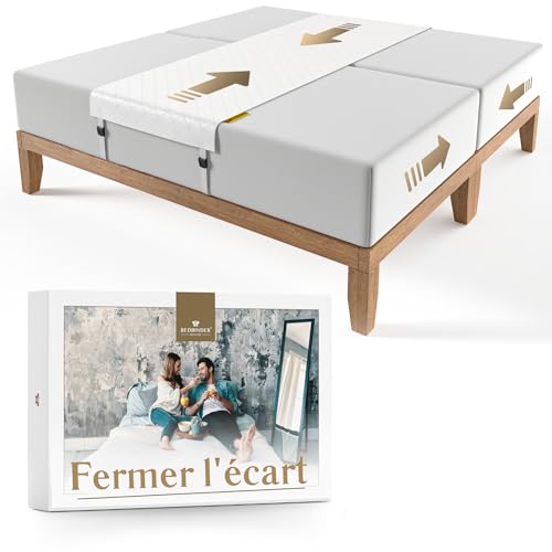 Bedbinder DeLuxe - Éliminez Le Trou et La Séparation Entre Matelas - Arret, Sangle Ajustable, Pont De Lit et Cale Anti-Glissement pour Une Surface De Sommeil Continue