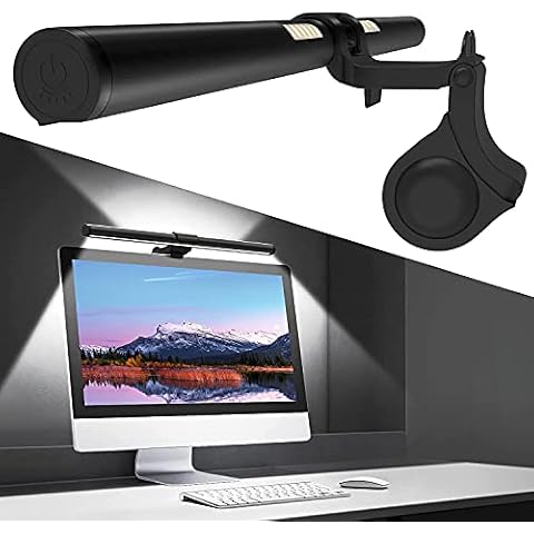 OOWOLF Lampara Monitor, 41cm Lampara de Pantalla de Computadora, Luz del Ordenador con Botones Táctiles, Brillo y Temperatura de Color Ajustable, Alimentación USB Cover
