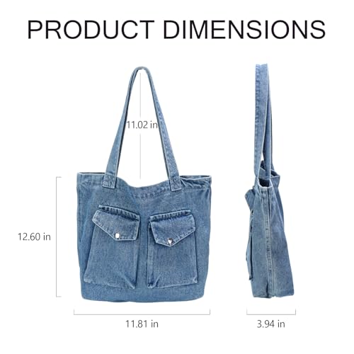 Bolso Tote grande de mezclilla para mujer miniatura 4