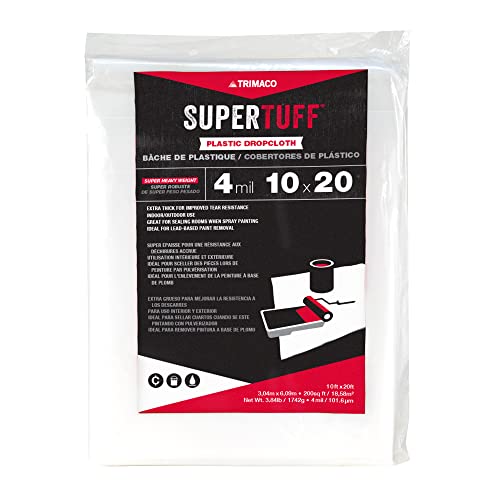 Trimaco SuperTuff 4 mil Plastic Dropcloth, 10-feet x 20-feet