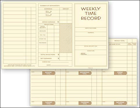 Egp Pocket Size Weekly Time Record, Size 8 X 5, Quantity 250 #TOP1