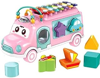 للعبة حافلة تعليمية (لون وردي)