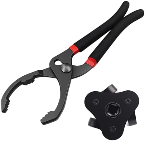 Ölfilterzange Ölfilterspinne Set, 2-tlg Ölfilter Werkzeug Set, Verstellbare Ölfilterzange & 3-armiger Ölfilterschlüssel,Ölwechselwerkzeug für PKW, Kfz, Auto & Motorrad | Für Filter