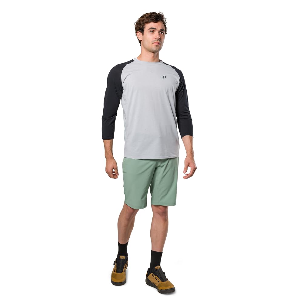 PEARL IZUMI Pantalón corto de ciclismo de montaña para hombre. Forro de gamuza desmontable y dos bolsillos con cremallera. Entrepierna cómoda y duradera de 11.5 pulgadas.