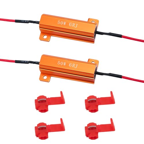 2Pcs 50W 6Ohm Load Resistors LED Turn Signal LED Load Resistor Kit for Fix LED Bulb Fast Hyper Flash Turn Signal Blink Error Code (Amber)