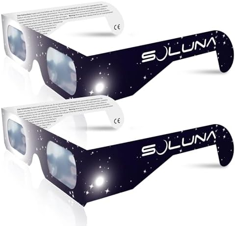Soluna Solar Eclipse Glasses - Ce And Iso Certified Safe Shades For Direct Sun Viewing - Made In The Usa (2 Pack)