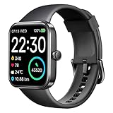 Smartwatch, Fitnesstracker mit 1,69 Zoll großer HD-Farbbildschirm, Stressmessung, Überwachung von SpO2, Herzfrequenz, Schlaf, usw. 5ATM Wasserdicht Armbanduhr für Damen Herren kompatibel iOS Android
