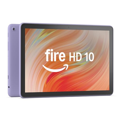 Amazon Fire HD 10 tablet (newest gen), built for relaxation, 10.1 vibrant Full HD screen, octa-core processor, 3 GB RAM, up to 13-h battery life, (2023 release), 32 GB, Lilac, with adverts