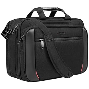 EMPSIGN Laptop Case Briefcase, 17.3 Inch Laptop Bag Expandable Messenger Bag for Men & Women Water Repellent, RFID Blocking Shoulder Bag Canvas Bag for Work, Business Travel
