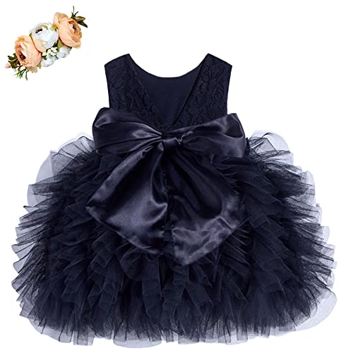 Cilucu Tutu Dresses Toddler Girls Birthday Party Flower Girl Dress Baby Tulle Dress Pageant V Back Bow Vintage Princess Dress