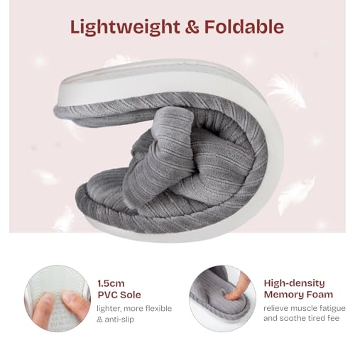 EverFoams Women's Open-Toe Bow Slippers with Memory Foam Indoor House Non-Slip Sole4