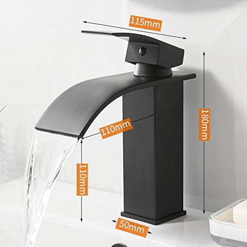 Mitigeur de lavabo cascade à double commande thermique chaude et froide noir - 2