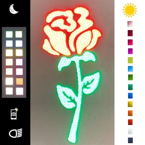 Image of High-Intensity Grade Reflective Rose Car Decal, Customizable, Multiple Colors and Size Options, Red, 3inches