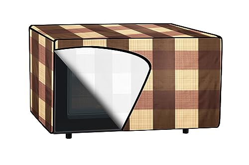 Image of The Furnishing Tree PVC Waterproof Microwave Oven Cover Compatible for 20 L Grill 20PG4S Gingham Pattern Beige