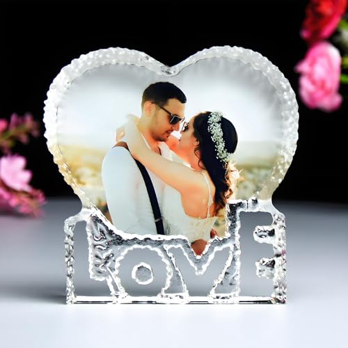 Product Image of the FANF&YKPY Personalized Crystal Custom Color Pictures - Heart-shaped Crystal Photo Frame, Birthdays, Wedding Anniversaries gift for her, Wedding Gifts, for Girlfriends, Husbands,Wife,Friends
