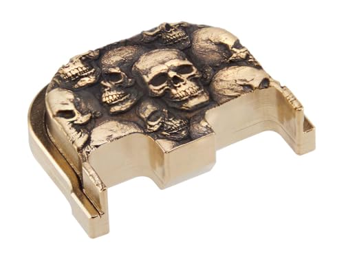 NDZ Performance 3D Engraved Brass Slide Cover Back Plate for Glock Gen 6 17 19 19X 45 & V Series – Custom Designs, Precision Fit, Made in USA – Skulls