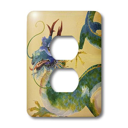 Cache-prise dragon vert et bleu 3dRose plaque décorative pour prise électrique