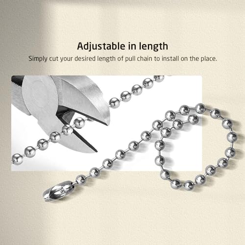 Image of HESSION Pull Chain Extension for Ceiling Fans and Light Fixture Ceiling Fan Pull Chain 137 Inch Long Stainless Steel Bead Chain With 8 Matching Connectors Silver