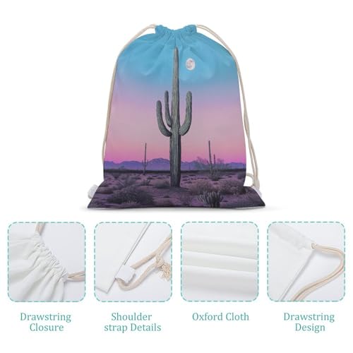 Saguaro Cactus Drawstring Backpack Canvas String Bag Lightweight Sports Gym Bag for Men Women4