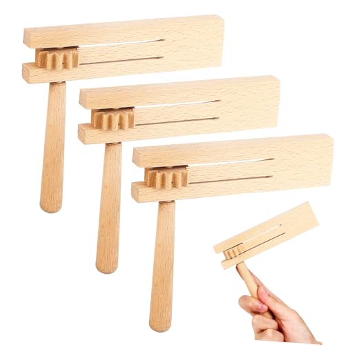 Didiseaon 3 Piezas Matraca de Madera Tradicional Instrumento Musical para Fiestas Familiares Carraca Segura y Duradera para Eventos Deportivos y Reuniones
