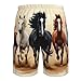 Men & Boys Fit Swim Trunks for Beach Athletic Hiking Quick Dry Drawstring Essentials Half Pants with Pockets Lining, Beachwear Wild Animal Horses Painting Fashion Swim Trunks
