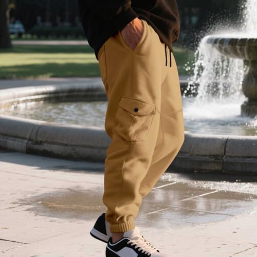 Men's Cargo Pants Casual Drawstring Elastic Waist Fleece Sweatpants Comfy Fashion Quick Dry Lounge Hiking Outfits4