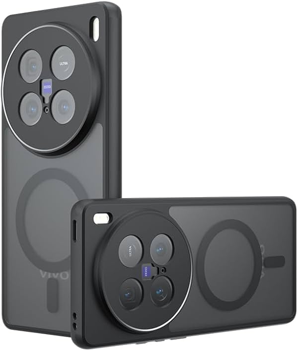 Funda Compatible con Vivo X100 Ultra, Compatible con Vivo X100 Ultra, Trasera Translúcida Mate Antigolpes con Imán, Negro